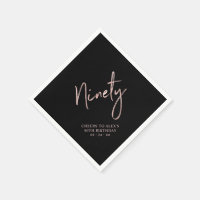 Cheers to Ninety Rose Gold & Black 90th Birthday