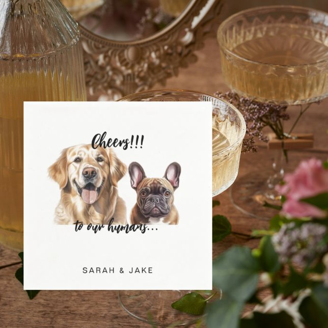 Cheers to our Humans Custom Pet Cocktail Wedding  Napkin (Creator Uploaded)