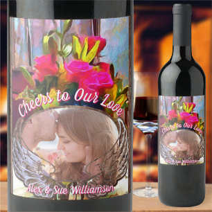 Cheers to Our Love Love's Flowers PM0001 Wine Label