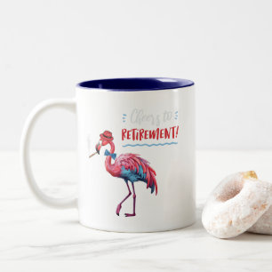 Cheers to Retirement Dapper Flamingo Bowtie Cigar Two-Tone Coffee Mug