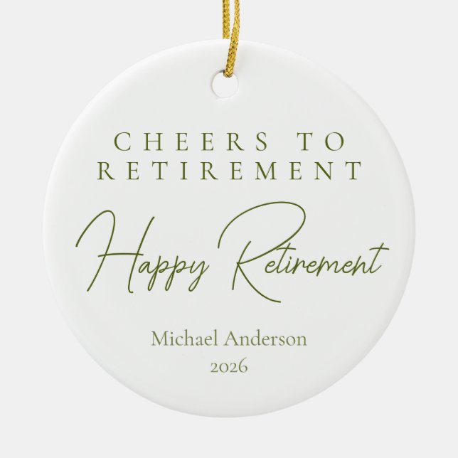 Cheers to Retirement Gift Ceramic Ornament (Front)