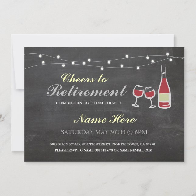 Cheers to Retirement Party Chalk red Invitation (Front)
