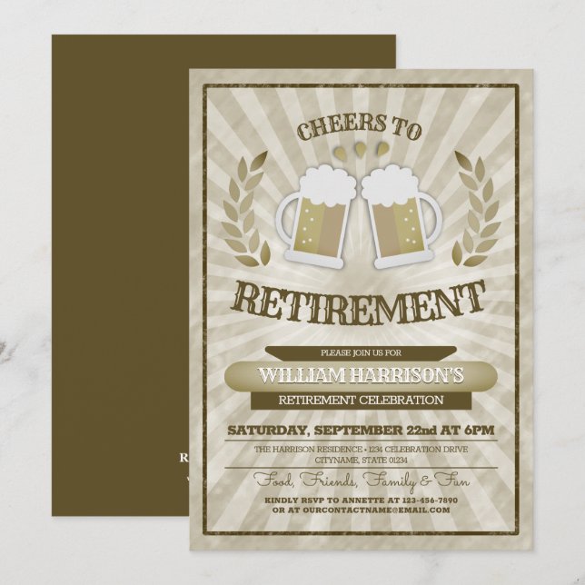 Cheers to Retirement Party Invitations (Front/Back)