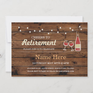 Cheers to Retirement Party Wood Wine Invitation