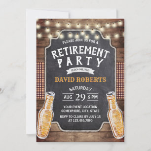 Cheers to Retirement Rustic Beer Party #2 Invitation
