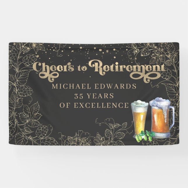 Cheers to Retirement | Vintage Beer Party Banner (Horizontal)