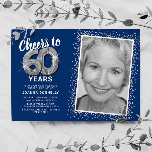 Cheers to Sixty Years 60th Birthday Photo Invitation (Creator Uploaded)