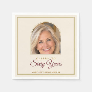 Cheers to Sixty Years 60th Birthday Photo Napkin