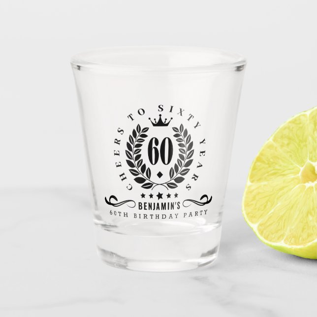 Cheers To Sixty Years Personalised 60th Birthday Shot Glass (Front)