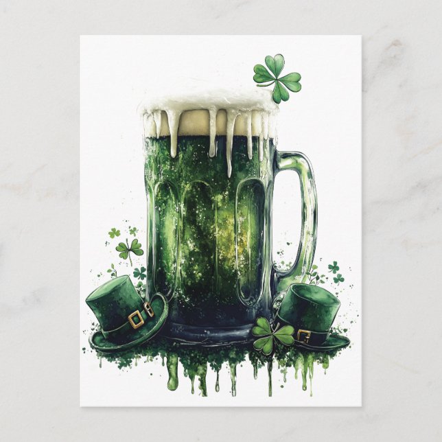 Cheers to St. Patrick's Day! Beer Illustration Postcard (Front)