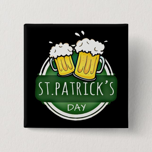 Cheers to St Patrick's Day Beer Mugs 15 Cm Square Badge (Front)