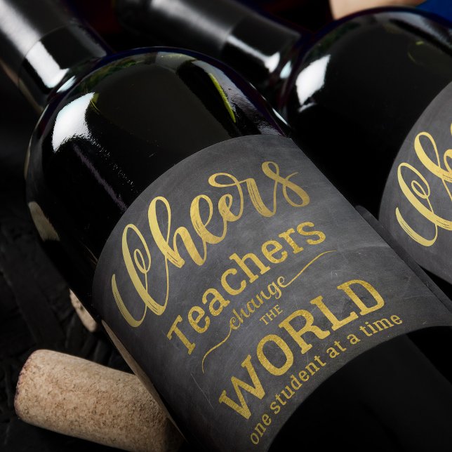 Cheers to teachers typography appreciation quote wine label (Creator Uploaded)
