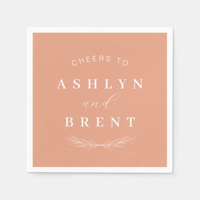 Cheers To Terracotta Wedding Cocktail Napkins (Front)