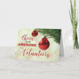 Cheers to Thank Volunteers Christmas Ornaments Card