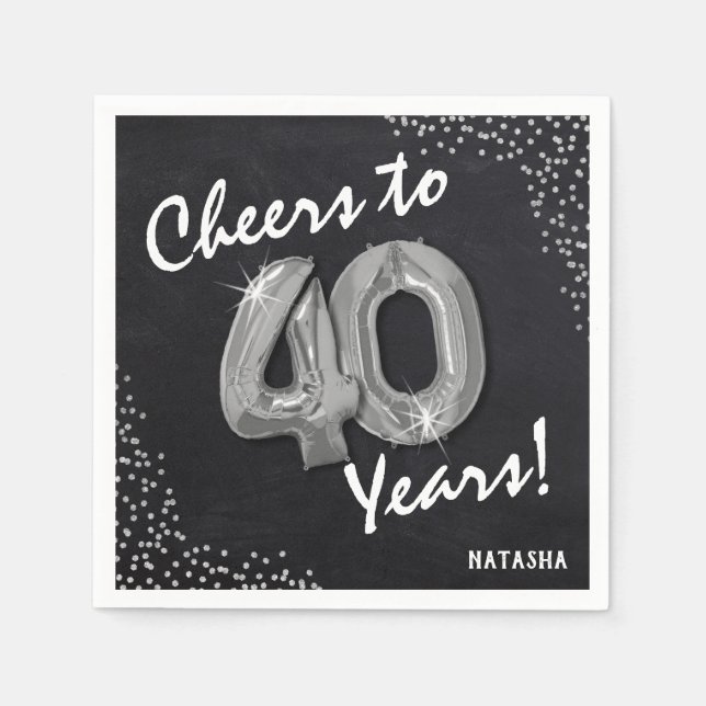 Cheers to the 40 Years! 40th Birthday Napkin (Front)