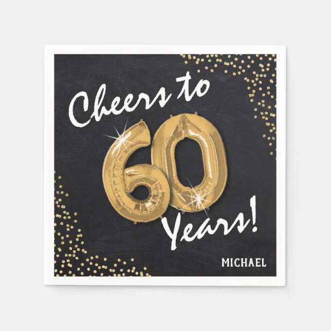 Cheers to the 60 Years! 60th Birthday Napkin (Front)