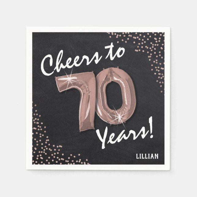 Cheers to the 70 Years! 70th Birthday Napkin (Front)