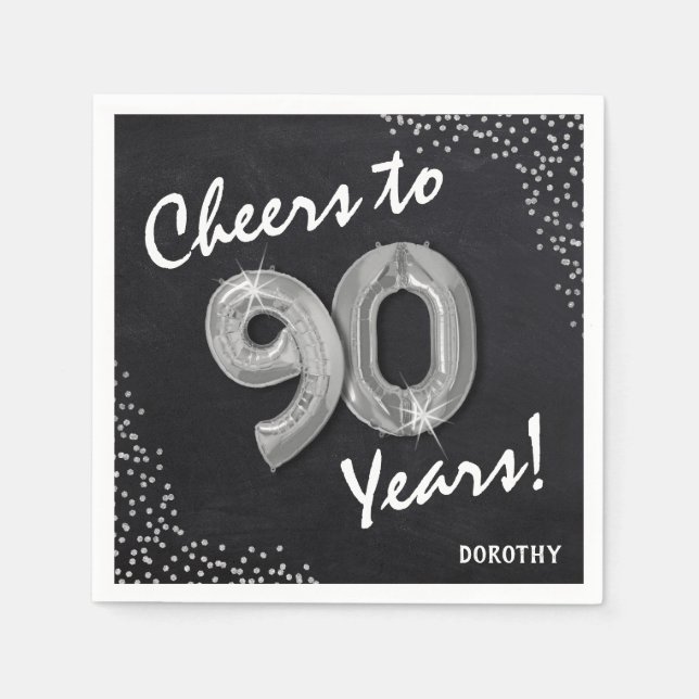 Cheers to the 90 Years! 90th Birthday Napkin (Front)