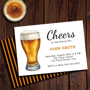 Cheers to the Almost Mr.!   Fun Bachelor Party Invitation