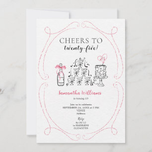 Cheers to the Birthday Girl Boozy Champagne Tower Invitation