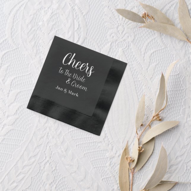 Cheers to the Bride and Groom Names Wedding Foil Napkins (Insitu (wedding 2))