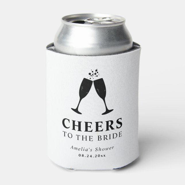 Cheers to the Bride Brunch & Bubbly Bridal Shower Can Cooler (Can Front)