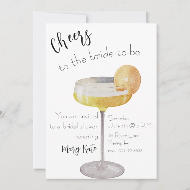Cheers to the Bride to be Invitation (Front)