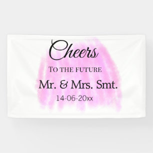 Cheers to the future add couple name date purple p banner