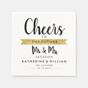 Cheers To The Future Mr and Mrs Elegant Custom Napkin