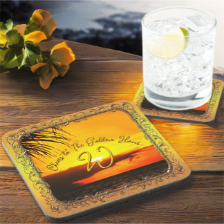 Cheers to The Golden Hour Sunset 2441 Coaster