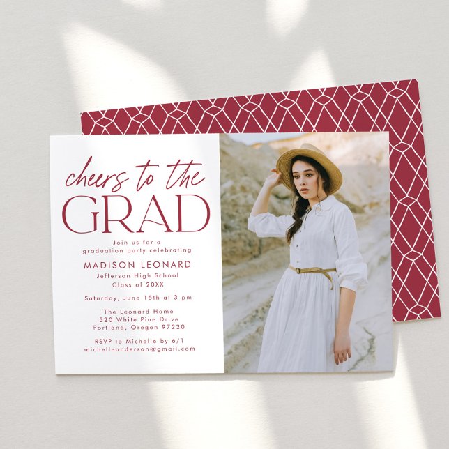 Cheers to the Grad Burgundy Graduation Party Invitation (Creator Uploaded)