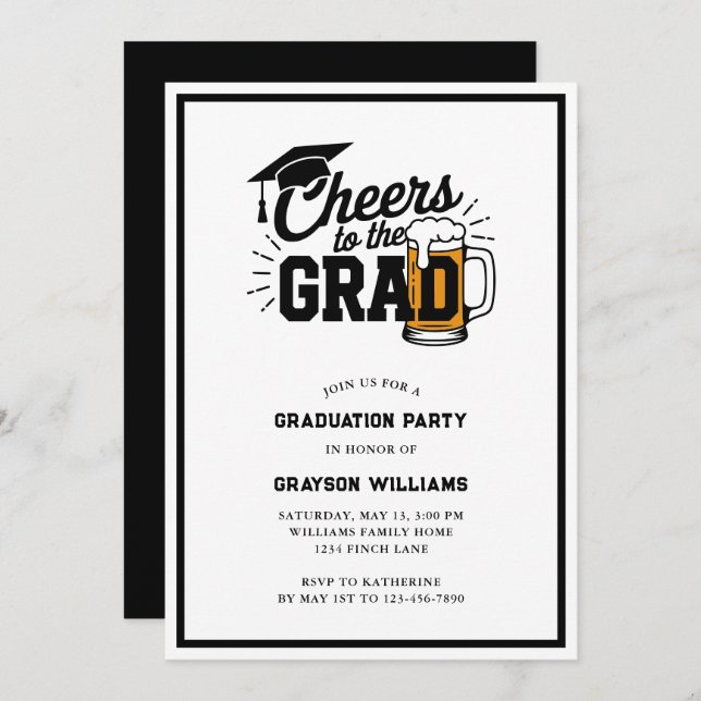 Cheers to the Grad Graduation Party Invitation (Front/Back)