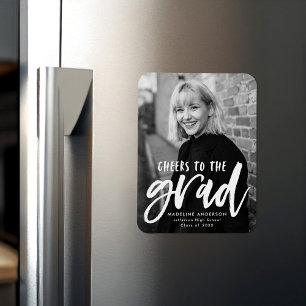 Cheers to the Grad Script Photo Graduation Magnet