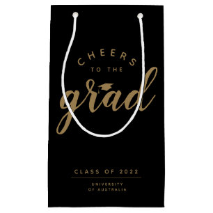 Cheers to the Grad   Simple Black & Gold Gift Bag