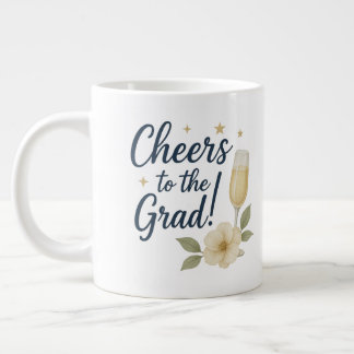 Cheers to the Grad Sticker – White & Yellow Flower Large Coffee Mug