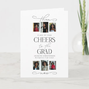 Cheers to the Grad Then Now Photo Collage Card