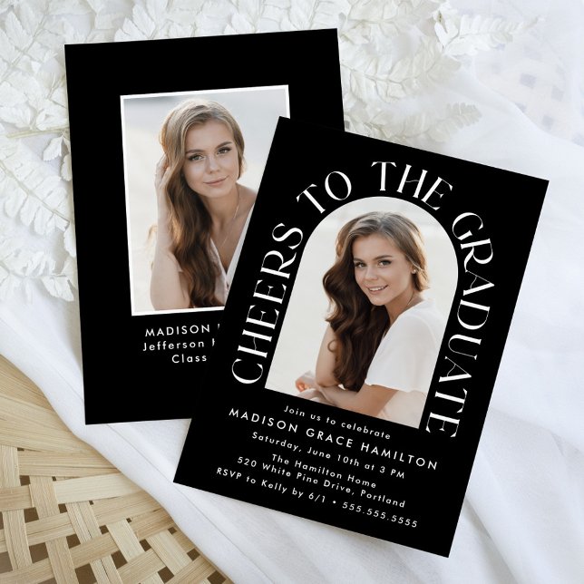 Cheers to the Graduate Arch Photo Graduation Party Invitation (Creator Uploaded)