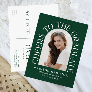 Cheers to the Graduate Arch Photo Graduation Party Invitation Postcard