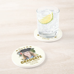 Cheers to the Graduate Custom Photo Name Family Coaster