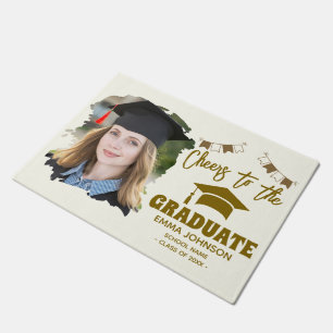 Cheers to the Graduate Custom Photo Name Family Doormat
