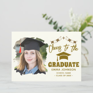 Cheers to the Graduate Custom Photo Name Family Holiday Card