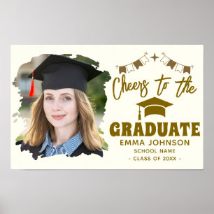 Cheers to the Graduate Custom Photo Name Family Poster