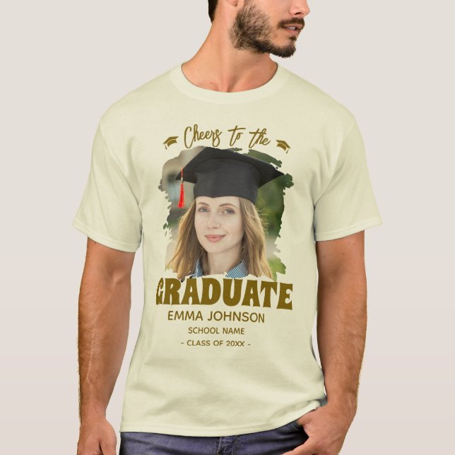 Cheers to the Graduate Custom Photo Name Family T-Shirt (Front)