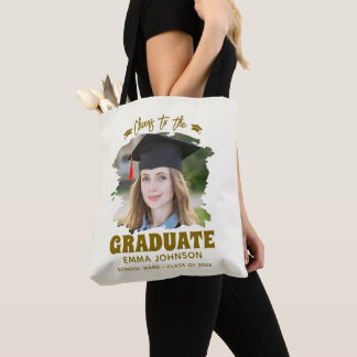 Cheers to the Graduate Custom Photo Name Family Tote Bag