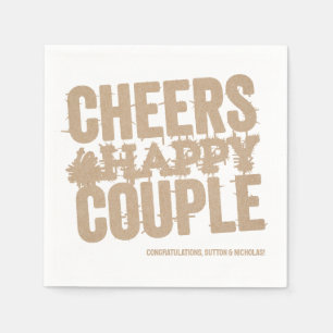 Cheers to the happy couple neutral wedding napkin