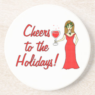 Cheers To The Holidays!  Sparkling Wine Goddess Coaster