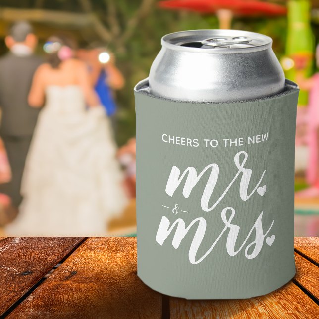 Cheers To The New Mr. & Mrs. Wedding Can Cooler (Cheers To The New Mr. & Mrs. Wedding Can Cooler)