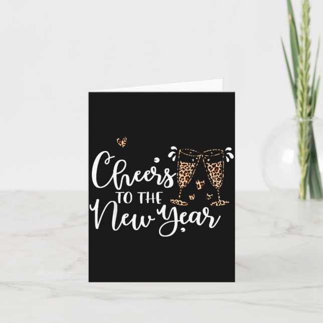 Cheers To The New Year 2026 Leopard Champagne Happ Card (Front)