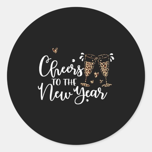 Cheers To The New Year 2026 Leopard Champagne Happ Classic Round Sticker (Front)