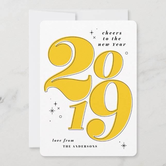 Cheers to the new year bold 2019 holiday card (Front)